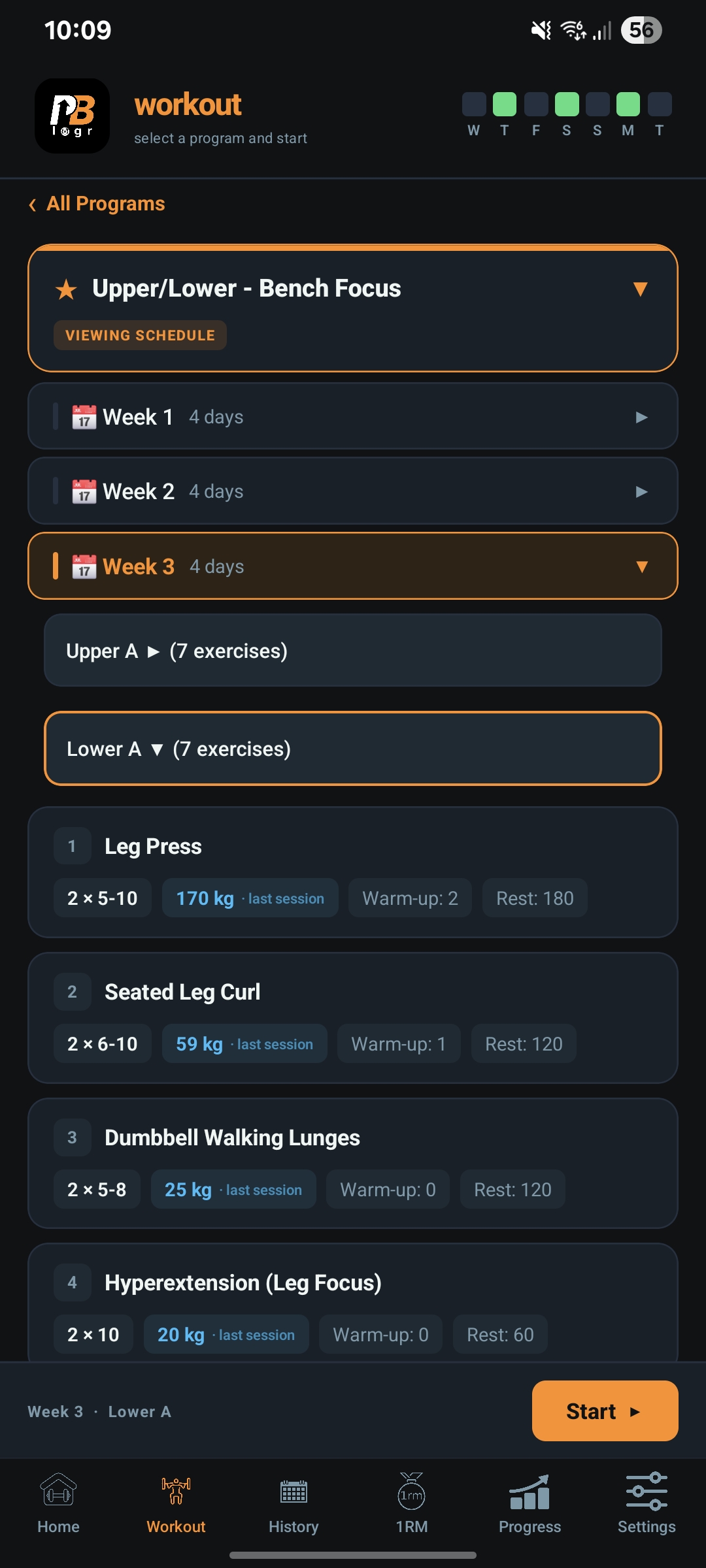 PBlogr Workout Page